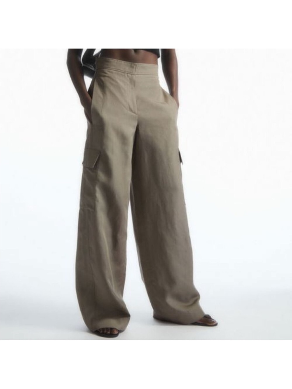 Cos wide leg linen blend cargo trousers